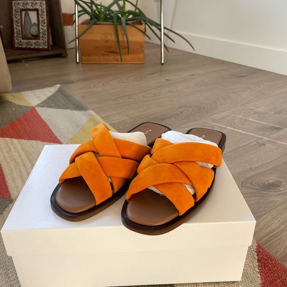 Vibrant Orange Cross-Strap Sandals